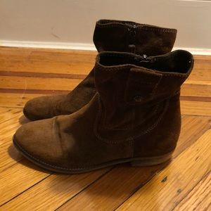 Brown suede booties